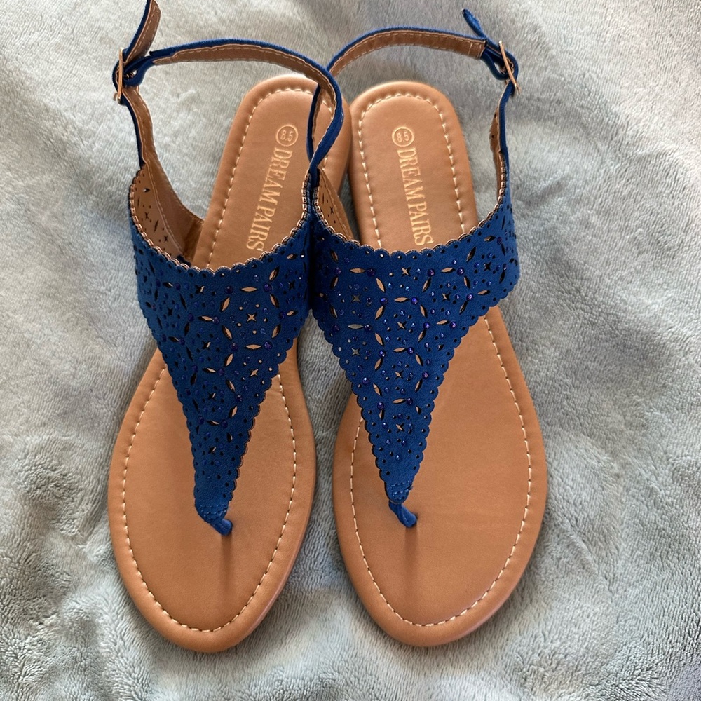 Blue beaded sandals